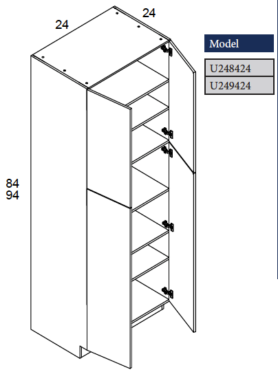 Tall Utility Cabinet No Shelving with 2 Doors