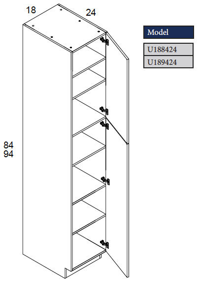Tall Utility Cabinet with 1 Door