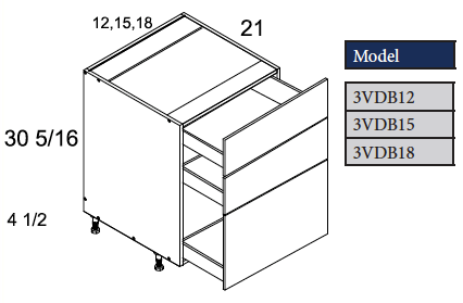 Vanity 3 Drawer Base