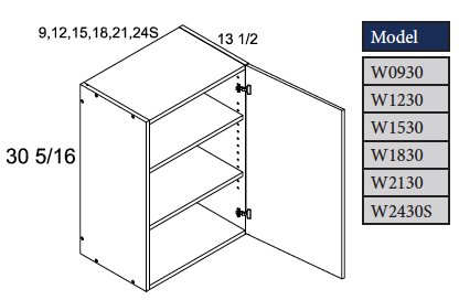 30" Wall Cabinet with One Door