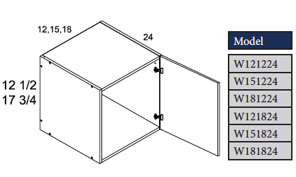 24" Deep Wall Stacking  Cabinet, 1 DR