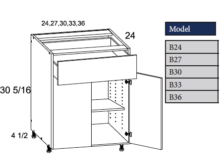 Base Cabinet two doors, 1 drawer
