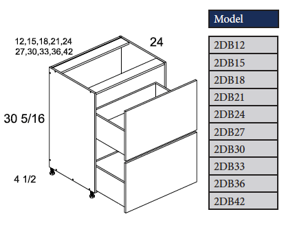Two Drawer Base Cabinet