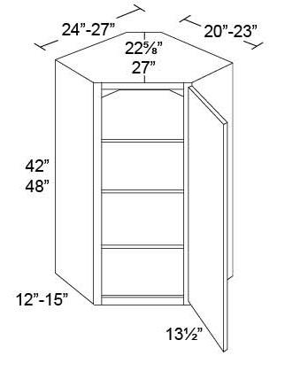 42" Diagonal Wall Corner Cabinet