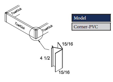 PVC Corner Molding clip in Brushed Aluminum Finish