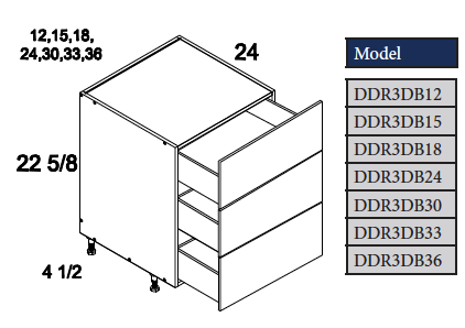 Desk Base Cabinet, 3 Drawer