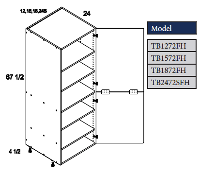 Tall Cabinet Full Shelving with 1 Door