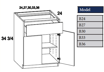 Base Cabinet two doors, 1 drawer