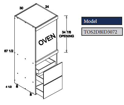 Oven Cabinet with  2 drawers and one inside drawer with Shelving