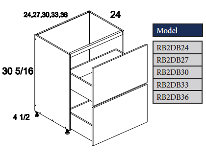 Range Base 2 Drawer Cabinets