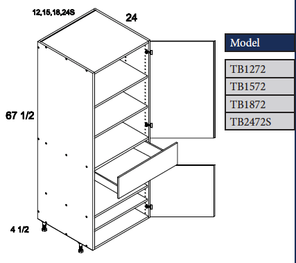 Tall Cabinet with 2 Door, 2 Drawers and 1 Inner Drawers