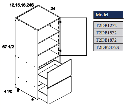 Tall Cabinet with 1 Door, 2 Drawers