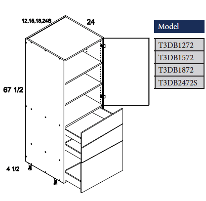 Tall Cabinet with 3 Drawer, 1 Door