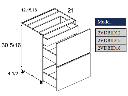 Vanity Drawer 2 Base and 1 interior drawer