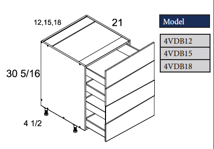 Vanity 4 Drawer  Base